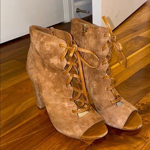 sam edelman suede lace up high heeled booties